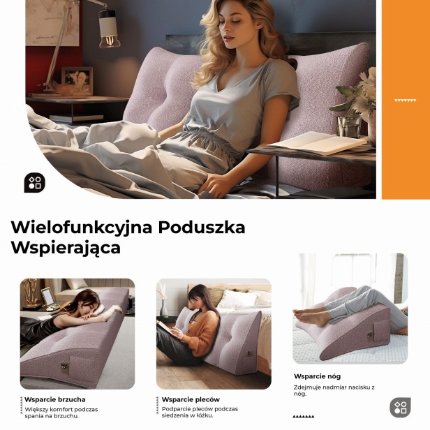 Trójkątna Poduszka Pluszowa Różowa, rodzaje wsparcia.