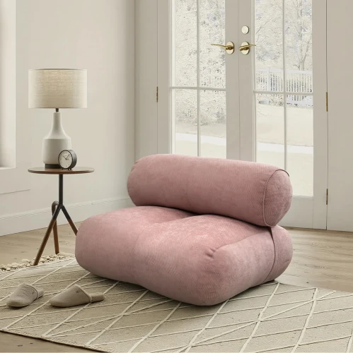 Aksamitna Sofa Różowa, aranżacja w salonie.