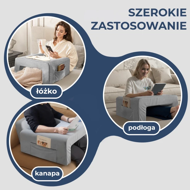 Poduszka Relaksacyjna 2w1 RelaxPillow – Stolik &amp; Oparcie, rodzaje zastosowania