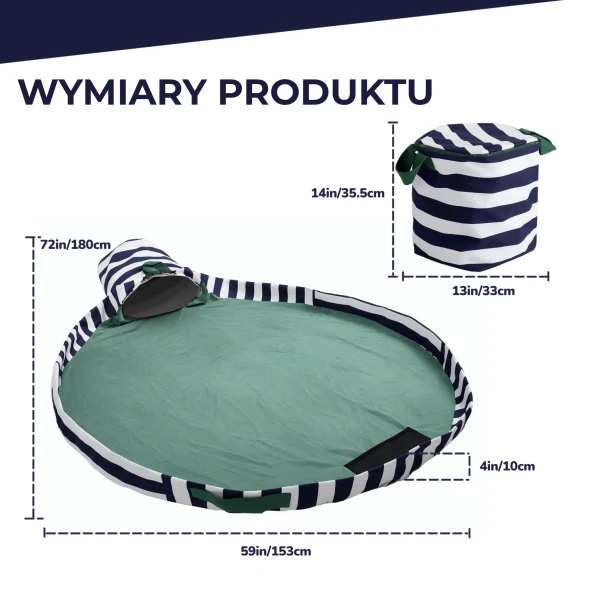 Pojemnik na Zabawki i Mata do Zabawy 3w1, wymiary produktu