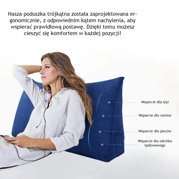 Granatowa Poduszka do Czytania – Idealny Kąt Nachylenia dla Twojego Kręgosłupa