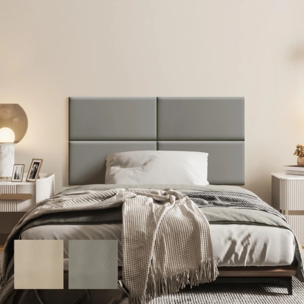 Wielofunkcyjny Panel Ochronny do Łóżka Szary. Aranżacja w sypialni za łóżkiem.