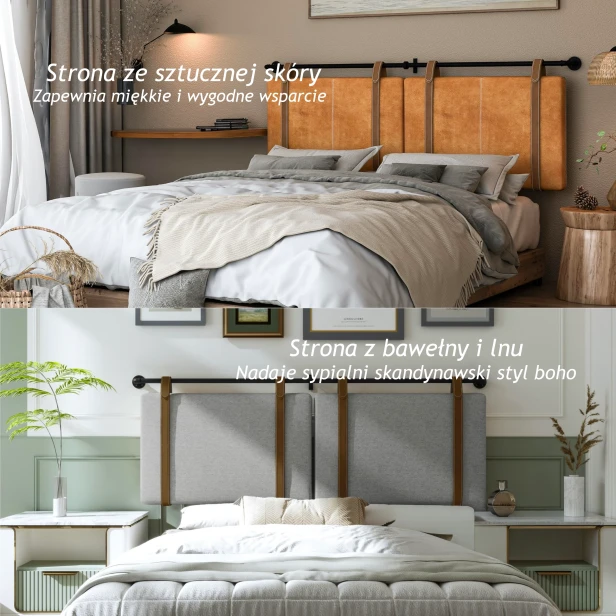 Dwustronny Regulowany Zagłówek Ścienny, rodzaje pokrycia i kolory.