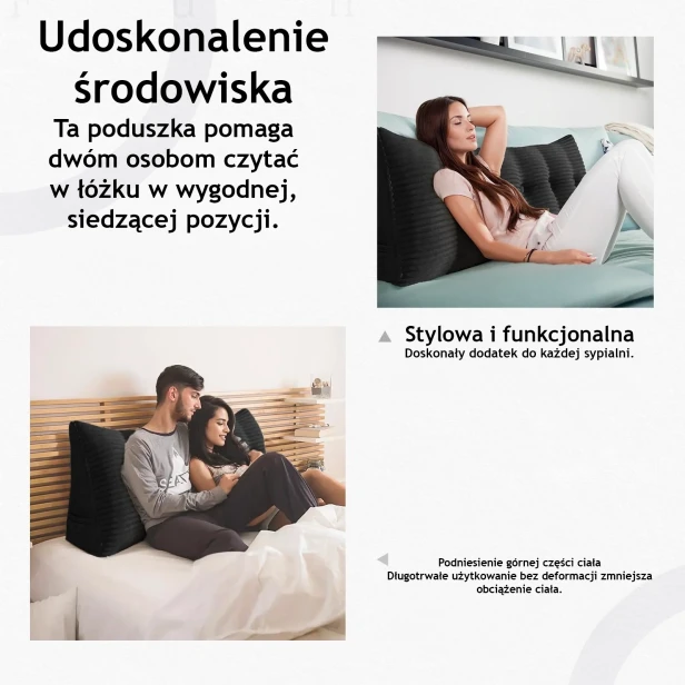 Duża Sztruksowa Poduszka do Czytania – Czarna. Udoskonalenie środowiska.