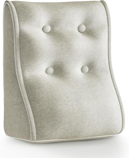 Modułowa Poduszka Ergonomiczna z Lnu – beżowa – Pikowane Wsparcie Lędźwiowe.