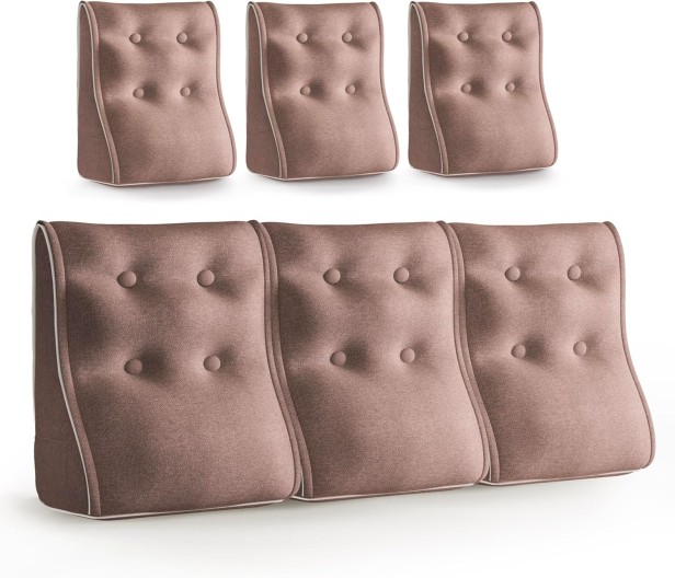 Zestaw 3 Modułowych Poduszek Lędźwiowych – różowy Len, Pikowane i Ergonomiczne.