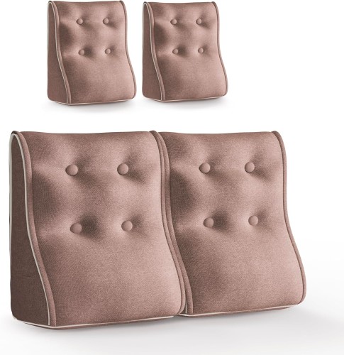 Zestaw 2 Modułowych Poduszek Lędźwiowych – różowy Len, Pikowane i Ergonomiczne.