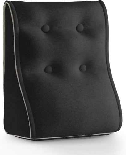 Modułowa Poduszka Ergonomiczna z Lnu – czarna – Pikowane Wsparcie Lędźwiowe.