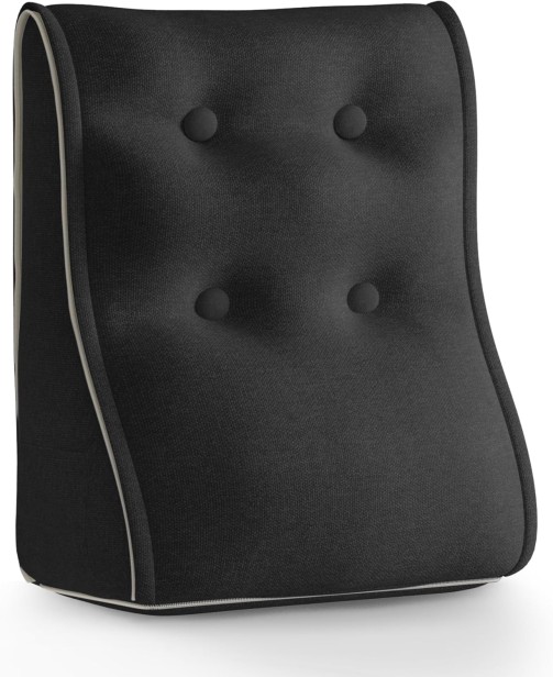 Modułowa Poduszka Ergonomiczna z Lnu – czarna – Pikowane Wsparcie Lędźwiowe.