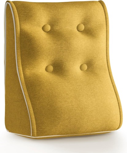 Modułowa Poduszka Ergonomiczna z Lnu – żółta – Pikowane Wsparcie Lędźwiowe.