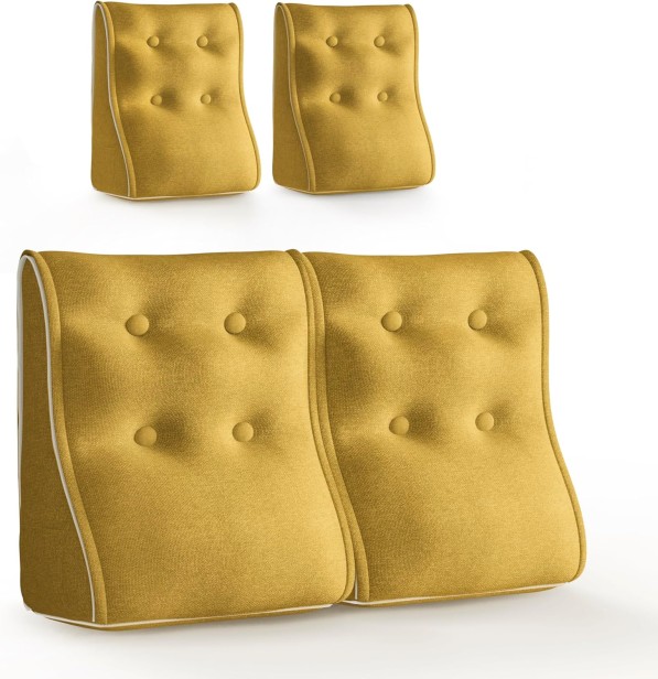 Zestaw 2 Modułowych Poduszek Lędźwiowych – żółty Len, Pikowane i Ergonomiczne.