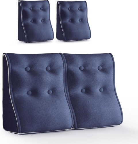 Zestaw 2 Modułowych Poduszek Lędźwiowych – niebieski - Len, Pikowane i Ergonomiczne.