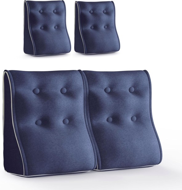 Zestaw 2 Modułowych Poduszek Lędźwiowych – niebieski - Len, Pikowane i Ergonomiczne.