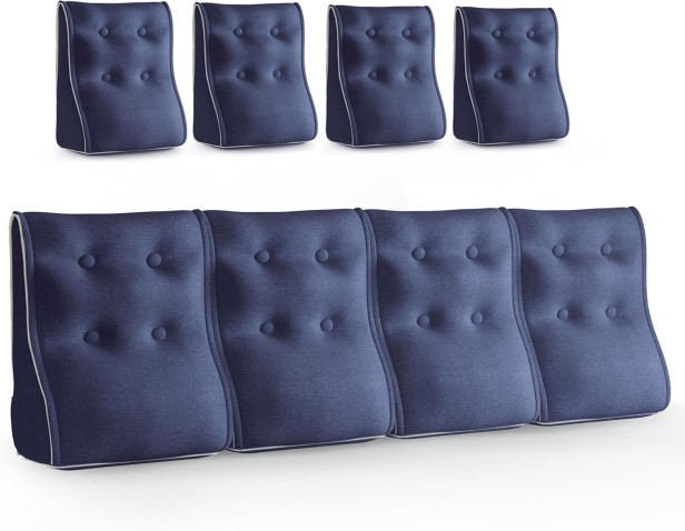 Zestaw 4 Modułowych Poduszek Lędźwiowych – niebieski - Len, Pikowane i Ergonomiczne.