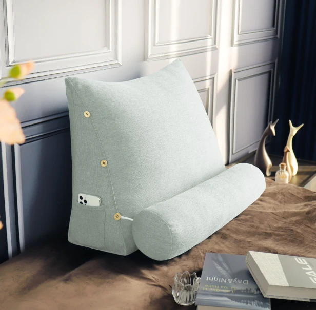 Modułowy Zagłówek z Wałkiem – biały Len, aranżacja w domu.